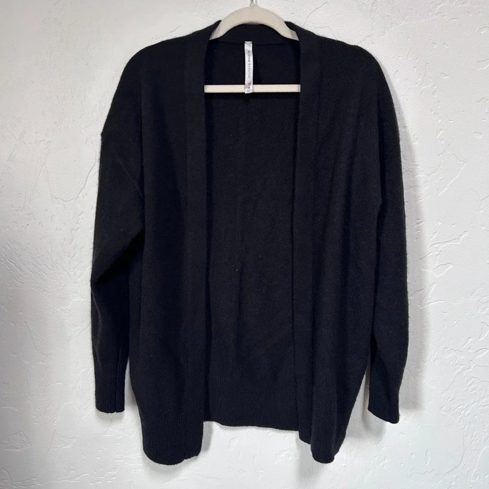Babaton 100% Cashmere Cardigan Womens M Black Open Front Minimalist Quiet Luxury